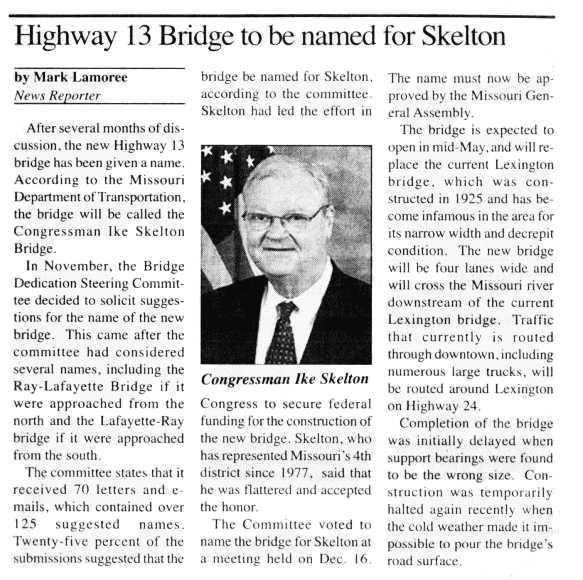 Story about naming Lexington Bridge